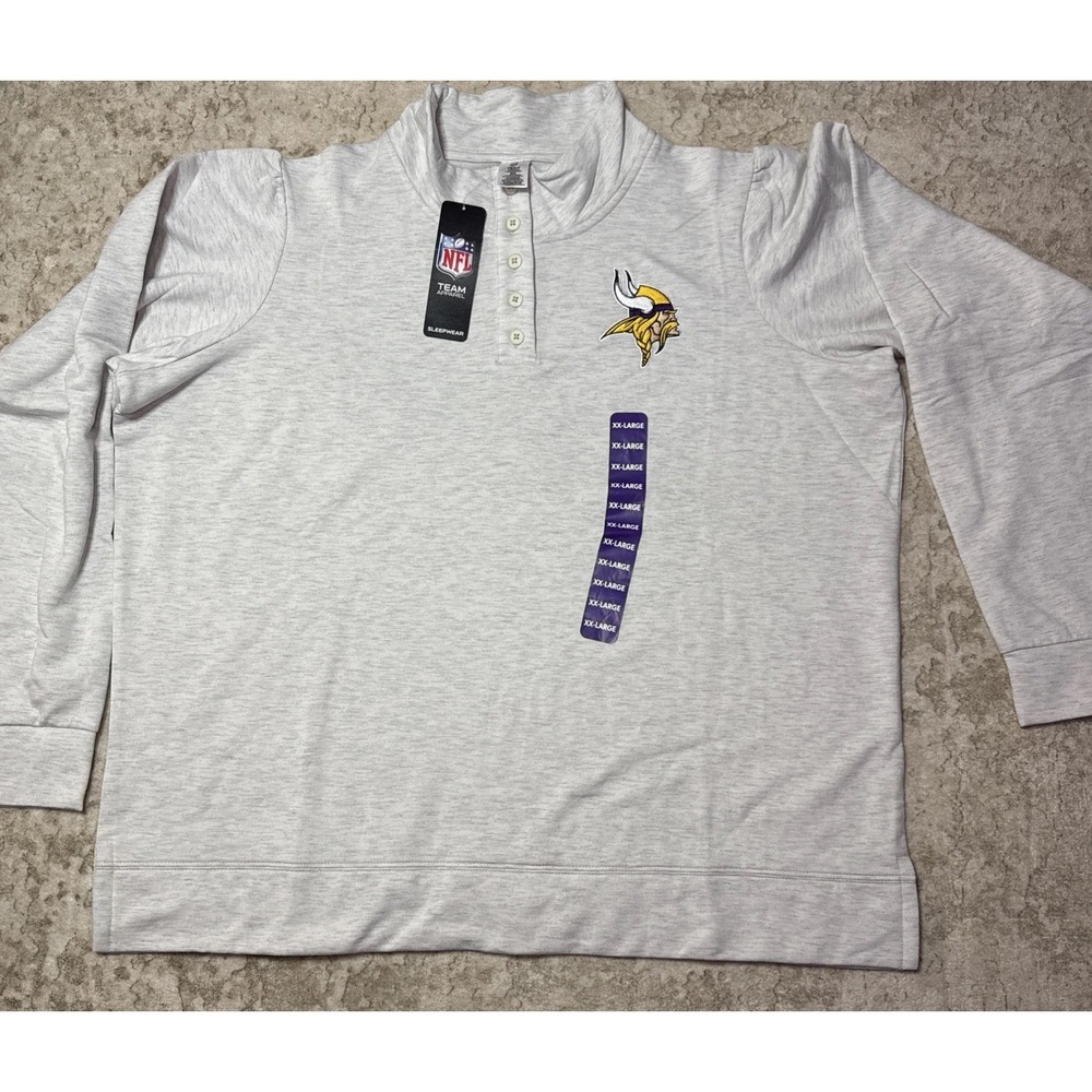 NFL Minnesota Vikings Gray Kennedy Ladies LS Placket Top, Gray, 2XL, NWT